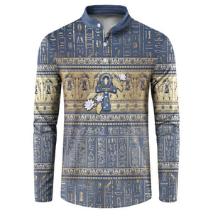 Ankh Egypt Button Sweatshirt Egyptian Lotus Flowers