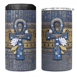 Ankh Egypt 4 in 1 Can Cooler Tumbler Egyptian Lotus Flowers