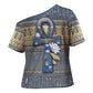 Ankh Egypt Cross Shoulder Shirt Egyptian Lotus Flowers