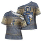 Ankh Egypt Cross Shoulder Shirt Egyptian Lotus Flowers