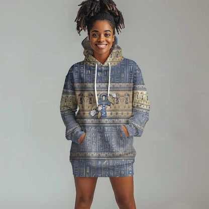 Ankh Egypt Hoodie Dress Egyptian Lotus Flowers