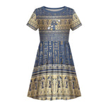 Ankh Egypt Kid Short Sleeve Dress Egyptian Lotus Flowers