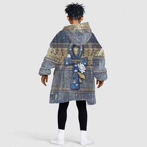 Ankh Egypt Kid Wearable Blanket Hoodie Egyptian Lotus Flowers