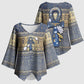 Ankh Egypt Kimono Sleeve Blouse Egyptian Lotus Flowers