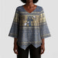 Ankh Egypt Kimono Sleeve Blouse Egyptian Lotus Flowers