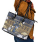 Ankh Egypt Leather Tote Bag Egyptian Lotus Flowers