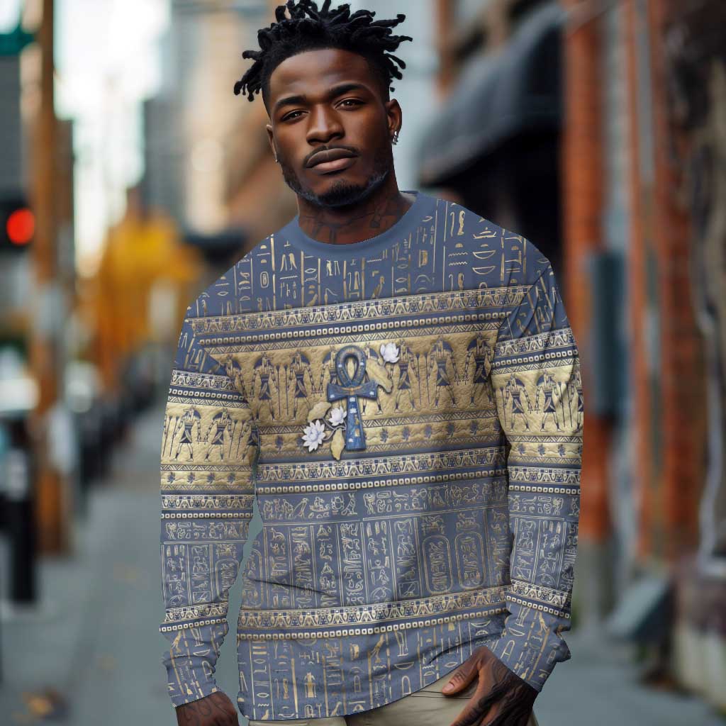 Ankh Egypt Long Sleeve Shirt Egyptian Lotus Flowers