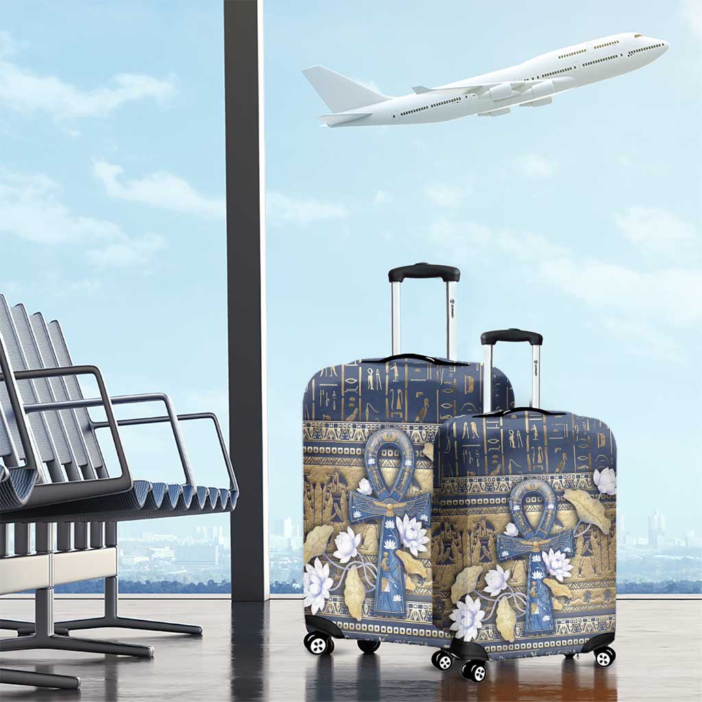 Ankh Egypt Luggage Cover Egyptian Lotus Flowers