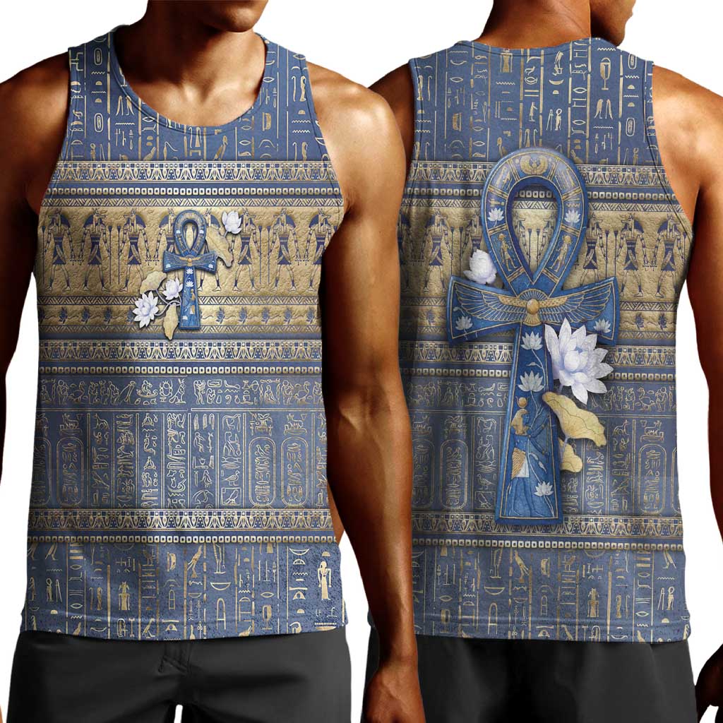 Ankh Egypt Men Tank Top Egyptian Lotus Flowers
