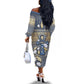 Ankh Egypt Off The Shoulder Long Sleeve Dress Egyptian Lotus Flowers