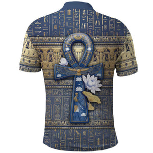 Ankh Egypt Polo Shirt Egyptian Lotus Flowers