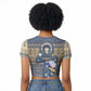 Ankh Egypt Raglan Cropped T shirt Egyptian Lotus Flowers