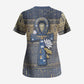 Ankh Egypt Scrub Top Egyptian Lotus Flowers