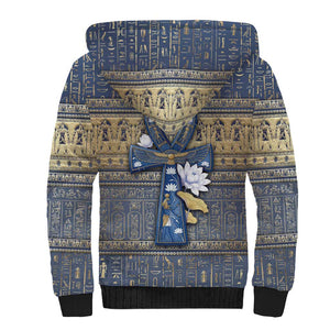 Ankh Egypt Sherpa Hoodie Egyptian Lotus Flowers