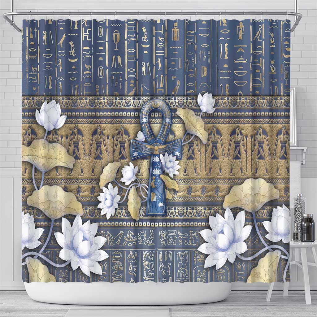 Ankh Egypt Shower Curtain Egyptian Lotus Flowers