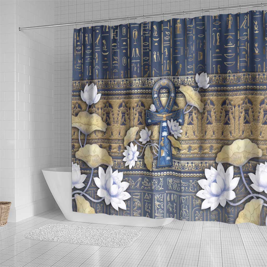Ankh Egypt Shower Curtain Egyptian Lotus Flowers