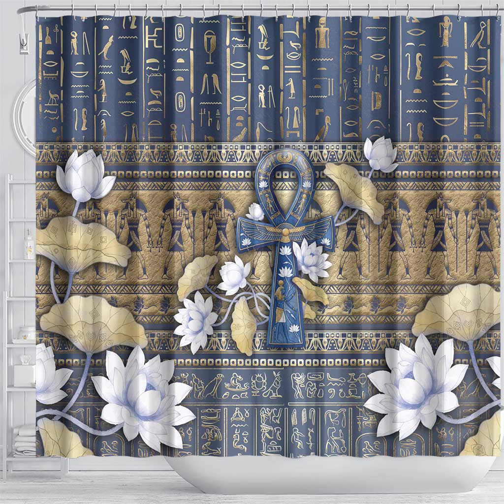 Ankh Egypt Shower Curtain Egyptian Lotus Flowers