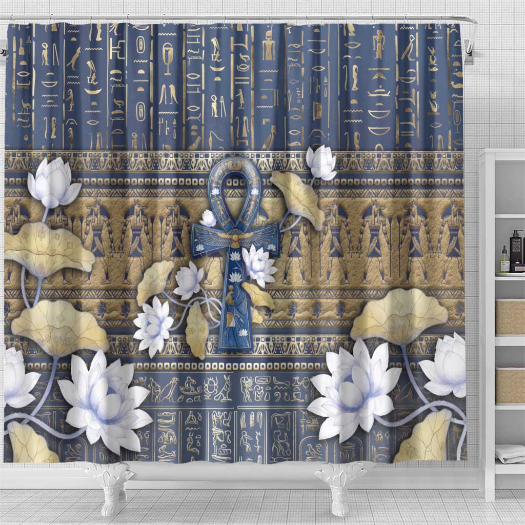 Ankh Egypt Shower Curtain Egyptian Lotus Flowers