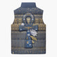 Ankh Egypt Sleeveless Puffer Jacket Egyptian Lotus Flowers