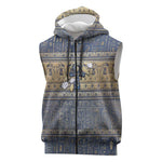 Ankh Egypt Sleeveless Zip Hoodie Egyptian Lotus Flowers