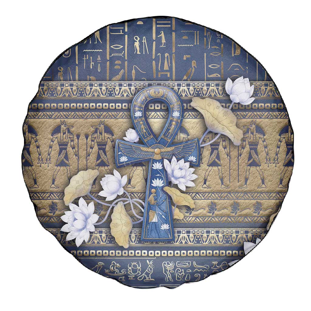Ankh Egypt Spare Tire Cover Egyptian Lotus Flowers
