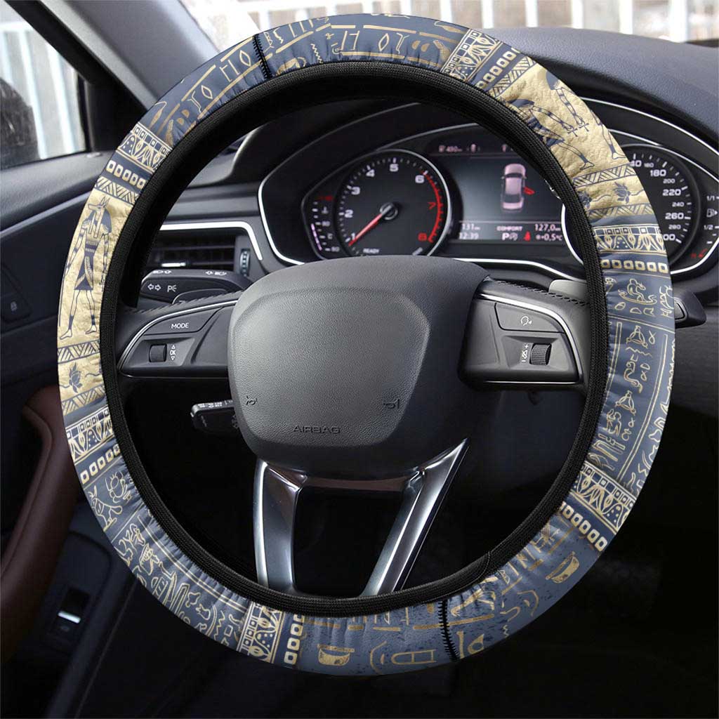 Ankh Egypt Steering Wheel Cover Egyptian Lotus Flowers