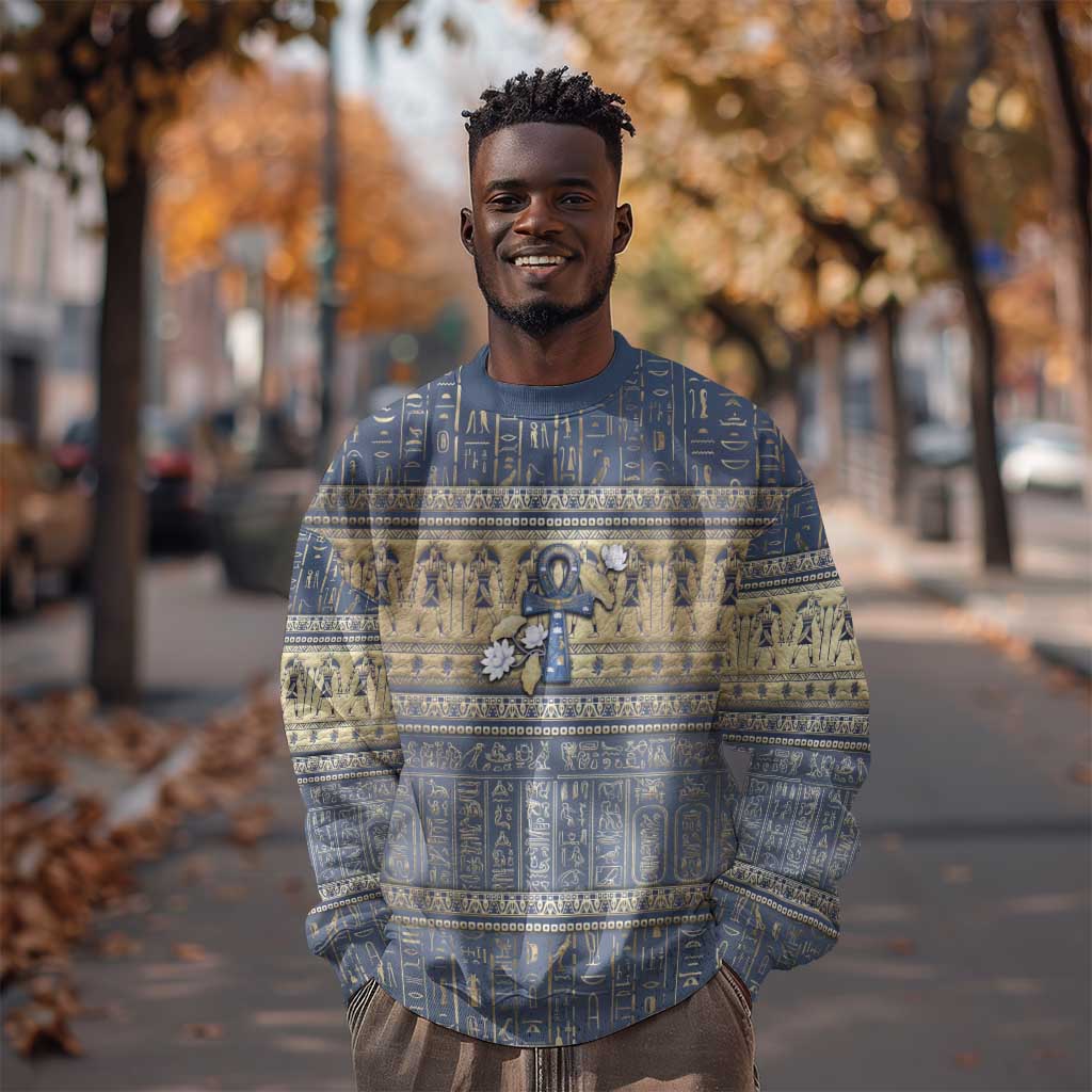 Ankh Egypt Sweatshirt Egyptian Lotus Flowers