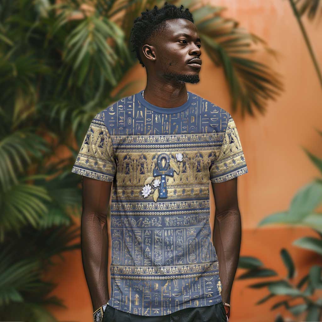 Ankh Egypt T shirt Egyptian Lotus Flowers