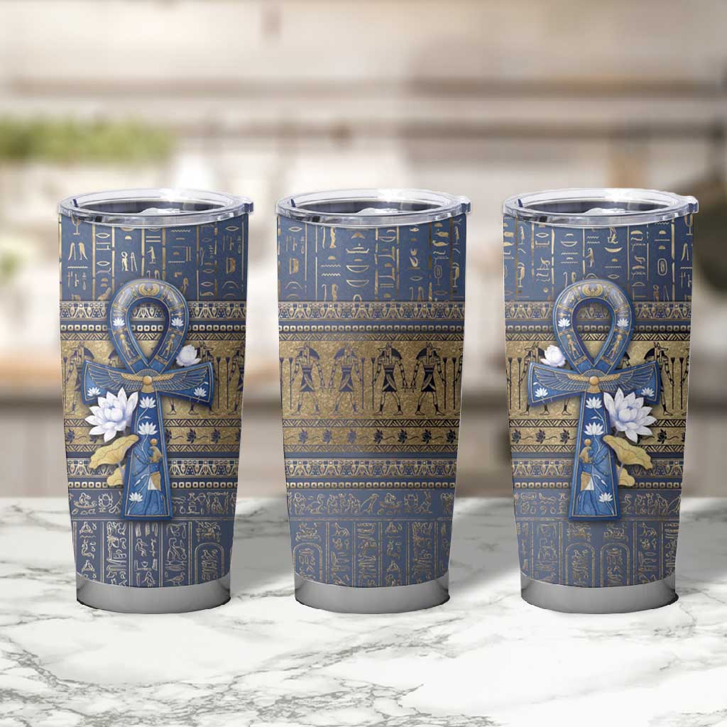 Ankh Egypt Tumbler Cup Egyptian Lotus Flowers
