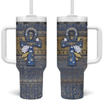 Ankh Egypt Tumbler With Handle Egyptian Lotus Flowers