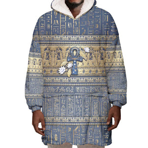 Ankh Egypt Wearable Blanket Hoodie Egyptian Lotus Flowers