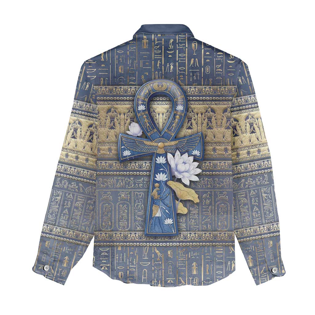 Ankh Egypt Women Casual Shirt Egyptian Lotus Flowers
