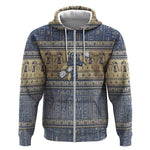 Ankh Egypt Zip Hoodie Egyptian Lotus Flowers