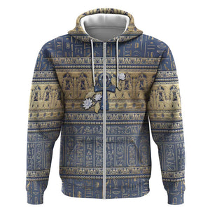 Ankh Egypt Zip Hoodie Egyptian Lotus Flowers