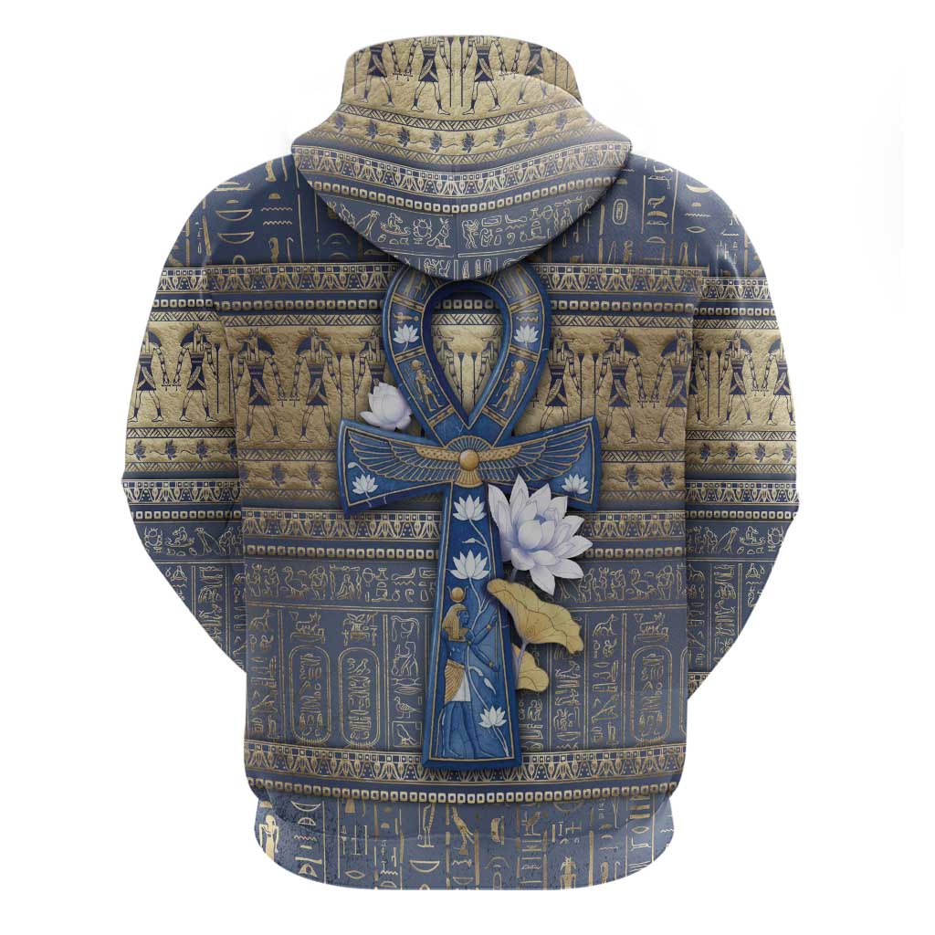 Ankh Egypt Zip Hoodie Egyptian Lotus Flowers