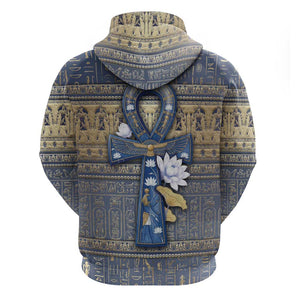 Ankh Egypt Zip Hoodie Egyptian Lotus Flowers