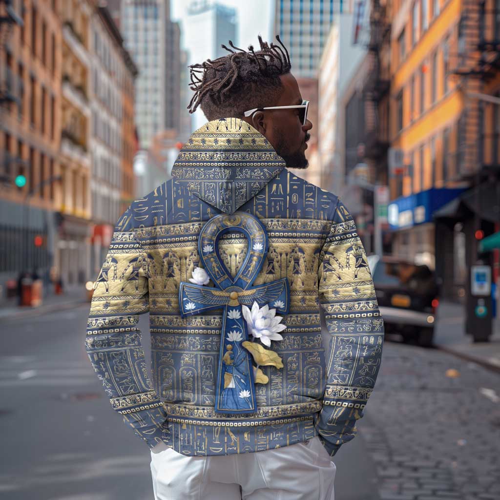 Ankh Egypt Zip Hoodie Egyptian Lotus Flowers
