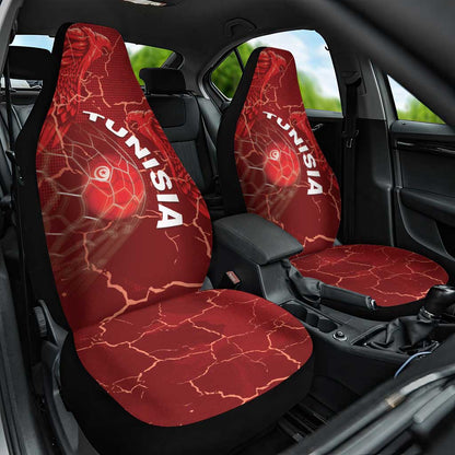 Tunisia Football Car Seat Cover Eagle Cracked Texture Athletic