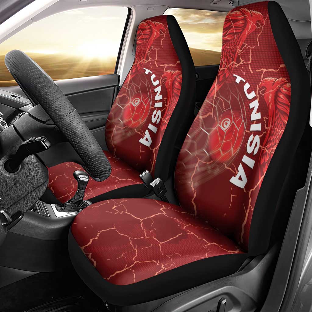 Tunisia Football Car Seat Cover Eagle Cracked Texture Athletic