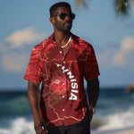 Custom Tunisia Football Hawaiian Shirt Eagle Cracked Texture Athletic