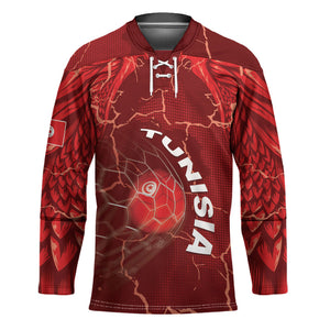 Custom Tunisia Football Hockey Jersey Eagle Cracked Texture Athletic