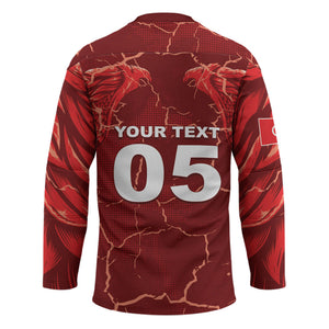 Custom Tunisia Football Hockey Jersey Eagle Cracked Texture Athletic