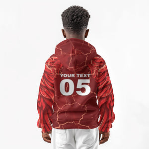 Custom Tunisia Football Kid Hoodie Eagle Cracked Texture Athletic