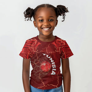 Custom Tunisia Football Kid T shirt Eagle Cracked Texture Athletic