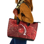 Tunisia Football Leather Tote Bag Eagle Cracked Texture Athletic