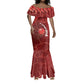 Custom Tunisia Football Mermaid Dress Eagle Cracked Texture Athletic