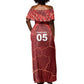 Custom Tunisia Football Off Shoulder Maxi Dress Eagle Cracked Texture Athletic