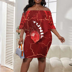 Custom Tunisia Football Off Shoulder Short Dress Eagle Cracked Texture Athletic