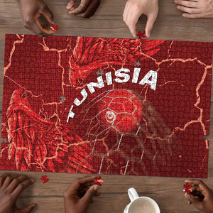 Tunisia Football Puzzle Eagle Cracked Texture Athletic