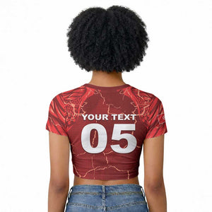 Custom Tunisia Football Raglan Cropped T shirt Eagle Cracked Texture Athletic